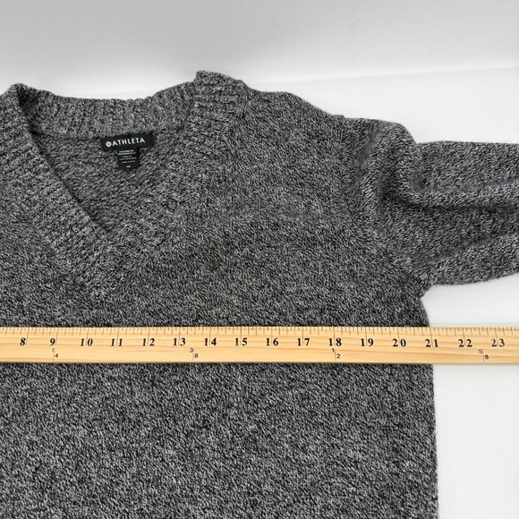 Athleta Sweater Women Medium Heather Black Vital Wool Cashmere VNeck Long Sleeve - Picture 11 of 13
